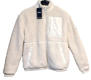 BOSS Seeger Hybrid Jacket Sweatshirt Teddy Stand-up Collar in Beige - Size M