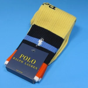 Polo Ralph Lauren Men's Rugby Stripe Cuff Crew Socks Yellow Size 10-13 - Picture 1 of 4