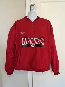 Vintage Reebok Wisconsin Badgers Windbreaker Jacket Sweatshirt Mens Size XL - Picture 1 of 3