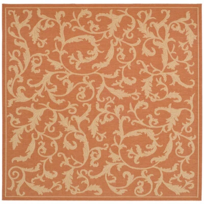 SAFAVIEH Outdoor CY2653-3202 Courtyard Terracotta / Natural Rug - Image 1 of 4
