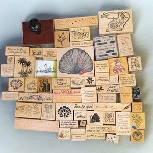 Posten 73 Stempel Freunde Danke Palmen Kunst Sätze Worte Bären Holz - Bild 1 von 8