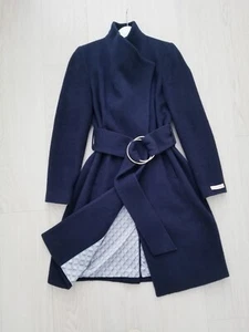 Ted Baker Anemon Belted Wrap Coat Soft Wool And Mohair Size 2 UK 10 Navy Blue - Picture 1 of 14