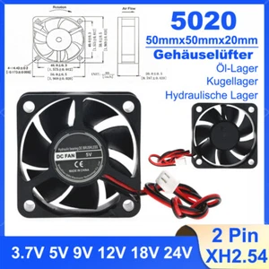 50x50x20mm Brushless Lüfter Gehäuselüfter Lüfterkühler Kühler 5V 9V 12V 24V 2pin - Bild 1 von 9