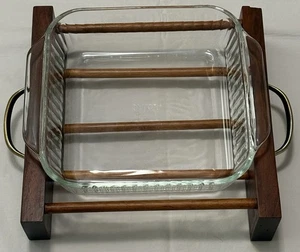Klare Pyrex Schale mit Träger 8 x 8 x 2 Grate 2 Quart #222-S Hergestellt in den USA - Bild 1 von 3