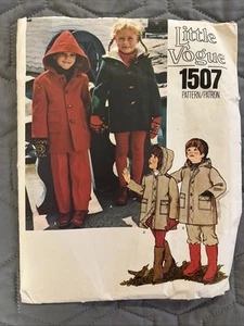 Vtg Little Vogue Kids Coat & Pants Pattern 1507 Size 4 New Uncut - Picture 1 of 6