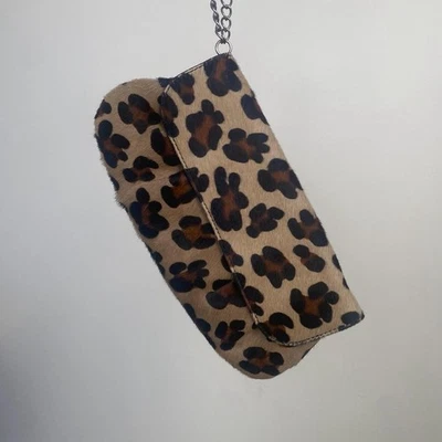 Stunning genuine leather hair-on-hide leopard clutch made in Italy  - Image 1 of 4