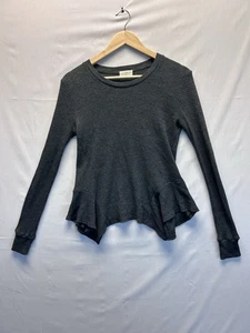 T. La Anthropologie Camicia Termica Donna XS Grigio Antracite Manica Lunga Svasata - Foto 1 di 7