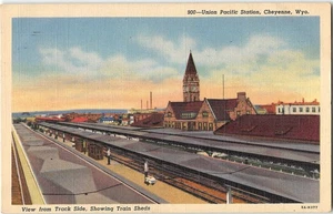 Union Pacific Station, Cheyenne, Wyoming Train Railroad Depot Vintage Postcard - Picture 1 of 2