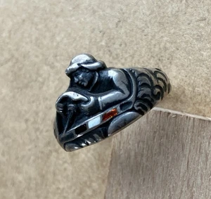 Anillo de piloto de carreras original 800 plata coche patriótico alrededor de 1920 coche clásico [4071] - Imagen 1 de 13