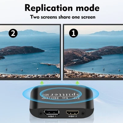 Display Port DP to HDMI+DP 2 Port 4K 1080p MST Hub Adapter Laptop Splitter - Bild 1 von 4