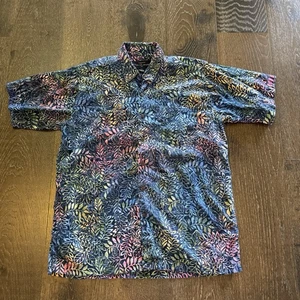 Pete Huntington Hawaiian Shirt Mens Size L Cotton Floral Tie Dye Short Sleeve - Picture 1 of 7