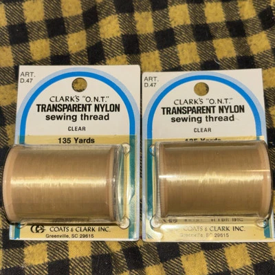 2 New Clark’s “O.N.T” Nylon Transparent Sewing Thread Clear Crafts Nylon NOS - Image 1 of 4