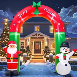 8FT Christmas Inflatable Santa Snowman Arch Outdoor Decorations Blow up Yard ... - Picture 1 of 6