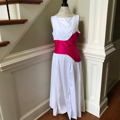 Anthropologie Mehtap Elaidi Colorblock Corset Maxi Dress Womens 8 White Pink - Image 1 of 4