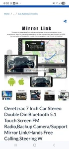 Oeretzac 7 Zoll Doppel DIN Bluetooth 5.1 Autoradio Touchscreen Rückfahrkamera - Bild 1 von 5