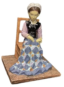 Vintage Quilting Patchwork Tailor Seamstress Figurine Country Decor 4” Amish - Picture 1 of 7