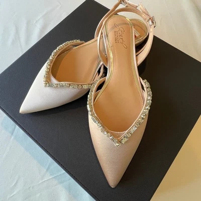 Jewel Badgley Mischka Camden Slingback Planos Para Mujer 8 Punteras Estrás Foto 1 de 4