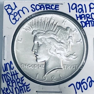 1921 P BU DÓLAR DE LA PAZ DE PLATA SIN CIRCULAR AUTÉNTICO COMO NUEVO RARO FECHA CLAVE 7952 - Imagen 1 de 3