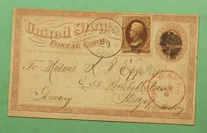 DR WHO 1874 POSTAL CARD SAN FRANCISCO CA TO GERMANY w4755 - Picture 1 of 2