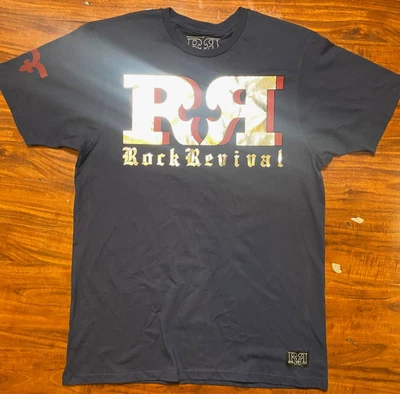 ROCK REVIVAL  Haddock  Double sided T-Shirt Navy -NWOT - Image 1 of 4