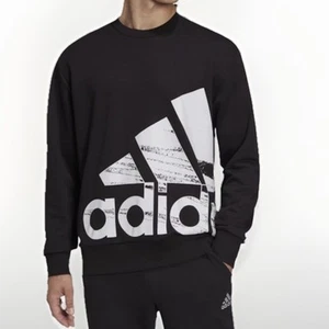 Adidas Men’s Essentials Brandlove French Terry Sweatshirt, Black, Large, New - Picture 1 of 7