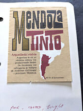 1960s Mendoza Tinto Argentina Wine Label