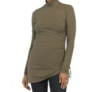Theory Ruched Mockneck Turtleneck Olive Green Bonsai Size Small S MSRP $160, NEW - Picture 1 of 5