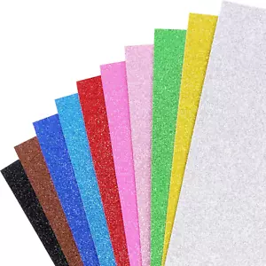 10 Pcs Glitter EVA Sponge Paper Foam Sheets with Adhesive Backing Assorted Color - Picture 1 of 6