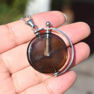 1.4" Natural Smoky Quartz perfume bottle crystal pendant reiki crystal gift 1pc - Picture 1 of 10