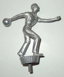 ANTIGUO TOPPER TROFEO BOWLING MAN VINTAGE POSIBLEMENTE ALUMINIO METAL 4-1/2" ALTO #2253 - Imagen 1 de 5