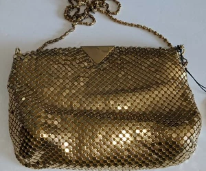Borsa da sera in rete dorata, - Foto 1 di 3