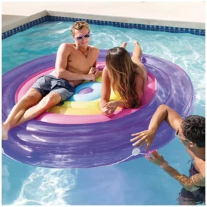 Intex Rainbow Fiesta Island Pool Float 2.01M x 24cm Pool Lounge - Picture 1 of 9
