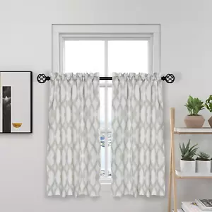 Tier Curtains for Kitchen Windows Geometric Café Curtains, 27" X 24" Multi-Color - Picture 1 of 8