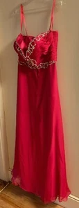 MAC DUGGAL GOWN FUCHSIA EMPIRE WAIST SEQUINED BODICE SIZE 12 - Picture 1 of 4