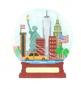 VNG / Suzie Vallerie New York City Snow Globe Handpainted Needlepoint Canvas  - Picture 1 of 1