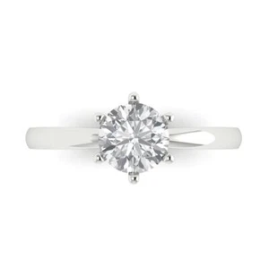 1 cttw Round-Cut Cubic Zirconia Solitaire  Engagement Ring (14K White Gold) - Picture 1 of 11