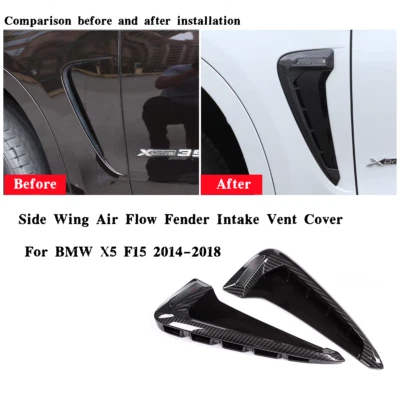 2PCS Carbon Fiber Side Wing Air Flow Fender Vent Cover For BMW X5 F15 2014-2018 — 第 1/4 张图片