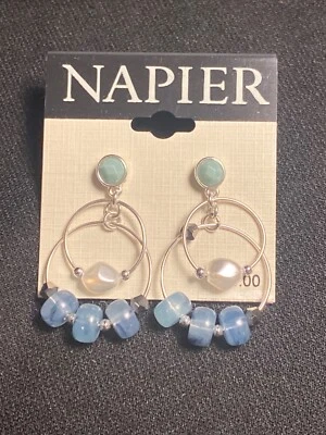 Висячие серьги NAPIER синего и жемчужного цветов - Изображение 1 из 4