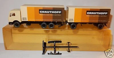 Micro Wiking Ho 1/87 Camion MB MERCEDES 2235 Rimorchio Grauthoff IN Box - Immagine 1 di 4