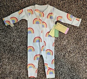 NWT M + A by Monica + Andy Organic Cotton Sleep & Play Rainbow  Pajama SZ0-3M - Picture 1 of 3