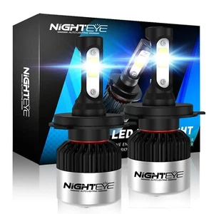 NIGHTEYE H4 9003 LED Headlight Bulbs 72W 9000LM 3-Sided White Kit High Low Beam - Picture 1 of 12