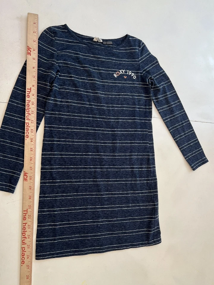 Vestido a rayas manga larga para niñas Roxy talla 8 Foto 1 de 4
