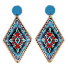   NEW!! INSPIRED  MOROCCAN FISH HOOK BAROQUE EARRINGS - BLUE