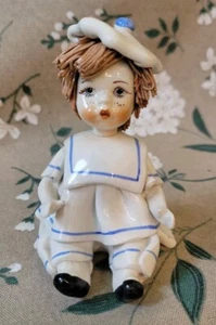 Beautiful Signed Zampiva Porcelain 4.5” Sailor Doll Tam O’ Sham Hat Italy - Picture 1 of 7