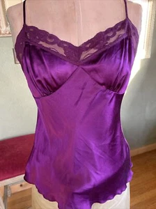Trina Turk purple silk blend lace camisole M date night boho romantic - Picture 1 of 10