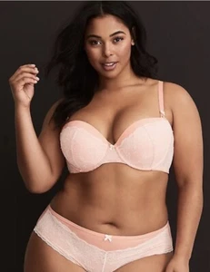 NWT TORRID Coral White Lace Trim Push-Up Demi Bra Size 36C Sexy - Picture 1 of 4