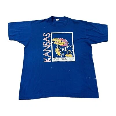 Camisa De Colección Kansas Jayhawks Para Hombre L Azul Años 90 Años 80 KU Foto 1 de 4