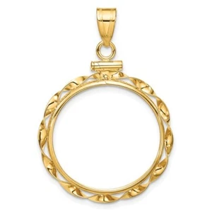 Colgante de cinta retorcida con bisel de moneda con tapa de tornillo American Eagle de oro real de 1/4 oz - Imagen 1 de 12