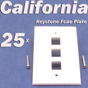 25 Faceplate 3 Port Keystone Jack RJ45 CAT5 CAT5e CAT6 Network Wall Plate White - Picture 1 of 5