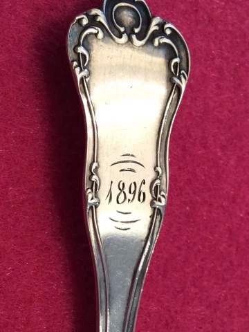 Wendell Sterling Silver 5.1" Spoon Dot and Scroll Design Engraved 1896 Cover
